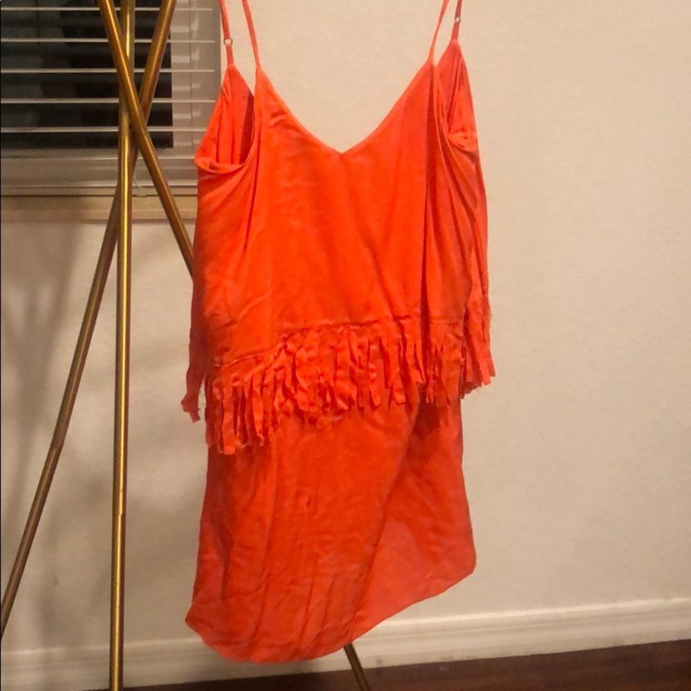 L Space Orange Mini Fringe Dress XS Like New